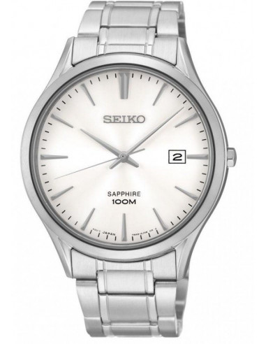 Reloj de hombre Seiko SGEG93P1 Neo Classic, mecanismo de cuarzo con dial blanco, cristal Hardlex y correa armis. ‎WR100