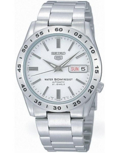 Reloj de hombre Seiko 5 SNKD97K1 automático dial blanco, cristal mineral y correa armis. WR50