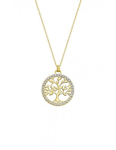 collar del árbol de la vida en plata 925 chapado dorado con circonitas Lotus LP1746-1/2