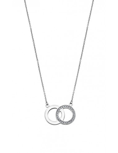 Collar Lotus LS1913/1/1 Bliss en acero con dos círculos con circonitas con cadena de 45cm