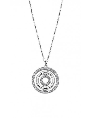 Collar de mujer Lotus LS1950/1/1 en acero con cadena de 55 cm y colgante circular con circonitas