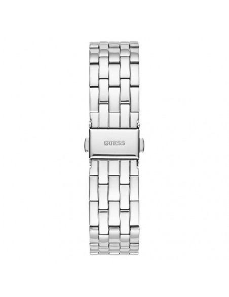 Reloj GGuess Spritz W1235L1, en acero plateado con cristales. Cuarzo, Calendario, WR50 vista cierre