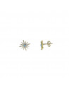 Pendientes Salvatore 213A0128 en plata bañada en oro en forma de estrella con una turquesa en el centro y circonitas.