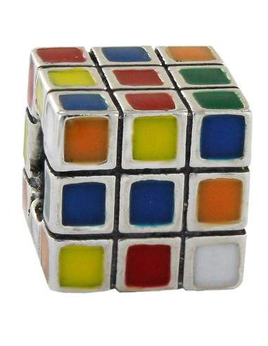 abalorio cubo rúbik en plata de primera ley 925