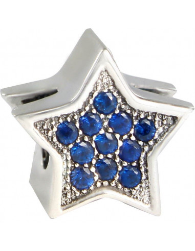 abalorio estrella azul en plata de primera ley 925