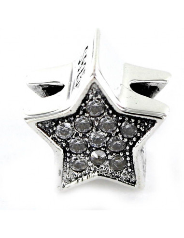 abalorio estrella blanca en plata de primera ley 925