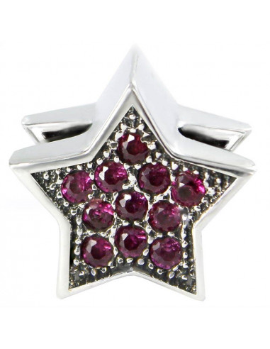 abalorio estrella rosa en plata de primera ley 925