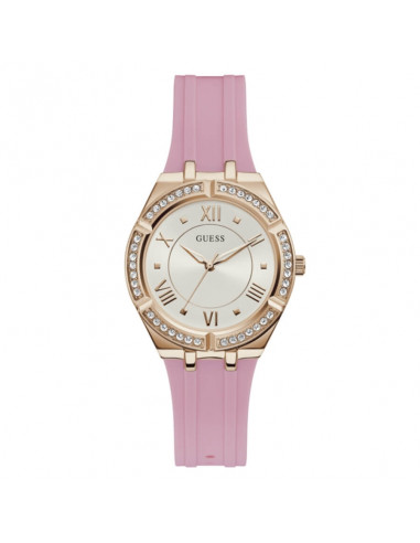 Reloj de mujer Guess GW0034L3 Cosmo rosado con correa rosa, movimiento de cuarzo, cristales Swarovski, WR30