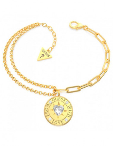 Pulsera Guess Double chain 17mm coin YG UBB70001-S