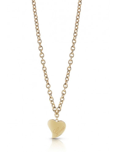 collar de mujer Guess Love dorado con colgante corazón y inscripción Guess UBN28060