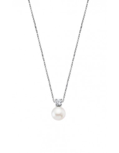 Collar plata con perla y circonita 4 garras Lotus LP1801-1/1