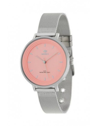 Reloj Marea B41197/9 para mujer en acero inoxidable, dial rosa salmón y correa de malla. Cristal mineral, sumergible 30m,