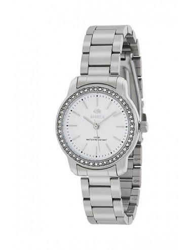 Reloj Marea B41215/1 para mujer, en acero anti-alérgico plateado con dial blanco, cristal mineral, sumergible 30m.