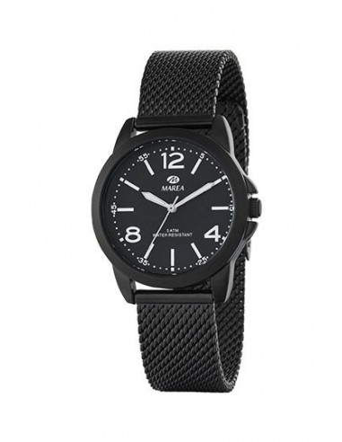 Reloj Marea B41222/3 para mujer de la colección Singer Manuel Carrasco en negro con dial negro y correa de malla. Sumergible 50m