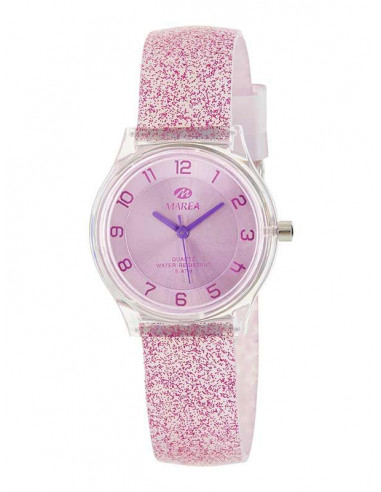Reloj Marea para mujer B35314/5 Trendy, de 32mm, rosa y transparente, correa silicona, sumergible a 50m. ‎