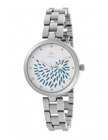 Reloj Marea para mujer B41243/5 Trendy en acero de 34mm con dial blanco y circonitas azules, sumergible a 30m.