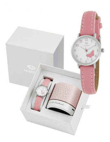 Conjunto Marea niña B41249/2 reloj mariposa rosa y altavoz