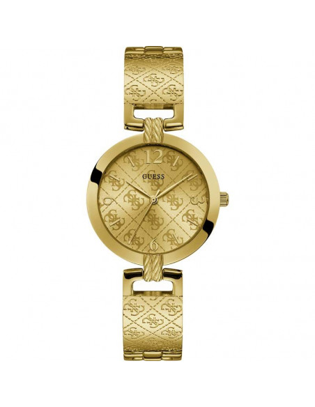 Reloj de mujer Guess W1228L2 G Luxe de 35mm en acero dorado con correa rígida/armis y logo Guess. WR30 visto de frente
