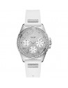 Reloj Guess W1160L4  Frontier de cuarzo, en acero plateado, 40mm con correa de silicona blanca y cristales Swarovski®.