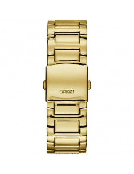 Reloj de hombre Guess Frontier W0799G2 dorado con pavé Swarovski®. Cuarzo, calendario, cristal mineral. WR50 trasera cierre