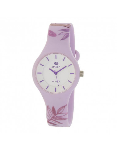 Reloj Marea B35325/45 para mujer Bloom con motivos florales en lila con dial blanco. WR100.
