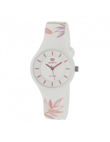 Reloj Marea B35325/43 para mujer Bloom con motivos florales en blanco y rosa con dial blanco. WR100.