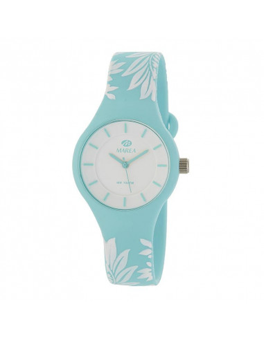 Reloj Marea B35325/41 para mujer Bloom con motivos florales en turquesa y blanco con dial blanco. WR100