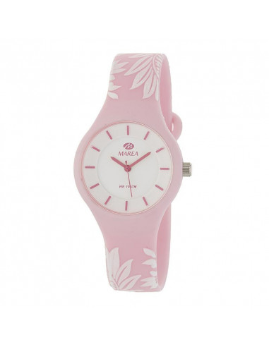 Reloj Marea B35325/40 para mujer Bloom con motivos florales en rosa y blanco con dial blanco. WR100.
